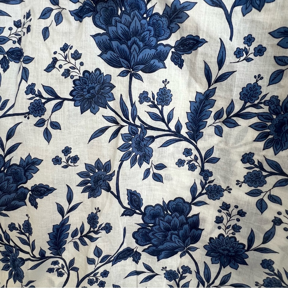 Talbots Popover Petite S Vibrant Floral Ruffle Trim Blouse Blue Coquette Cottage - Picture 4 of 11